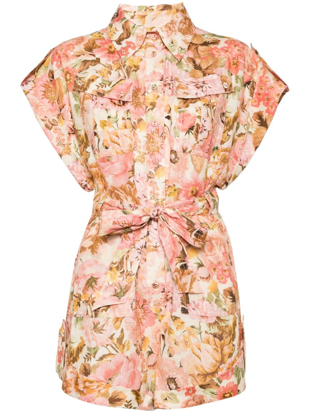 Zimmermann oc11z0525 Floral Print Linen Mini Dresses in Multicolor Size M / US 6-8 / IT 42-44 - 1 Thumbnail