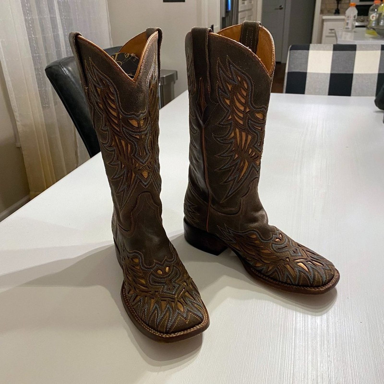 Lucchese Lucchese Brown Leather Embroidered Boots Women's Sz 7 B Size US 7 / IT 37 - 1 Thumbnail