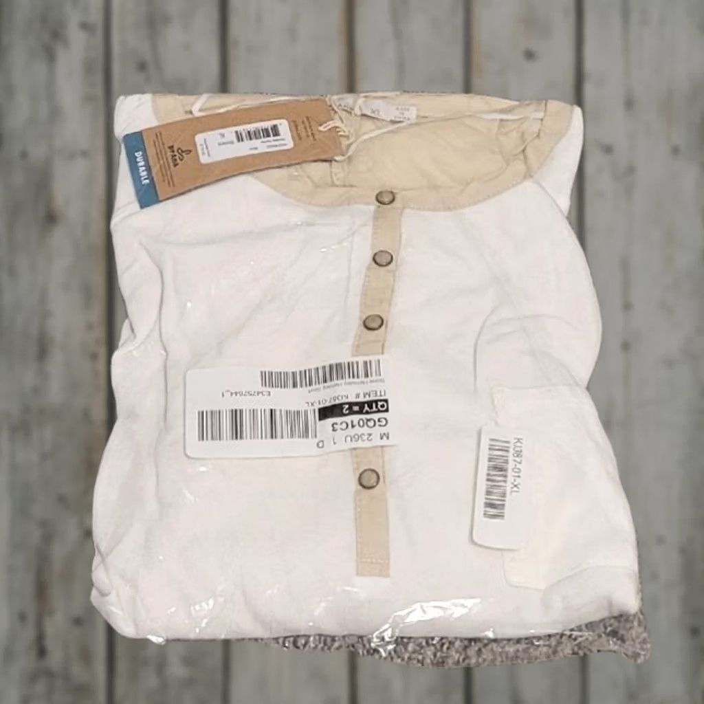 Prana prAna Hensley Henley Women's Top T Shirt XL Long Sleeve Snaps Ivory Tan Colorblock Casual/Athleisure/Yoga Womens Size XL / US 12-14 / IT 48-50 - 1 Thumbnail