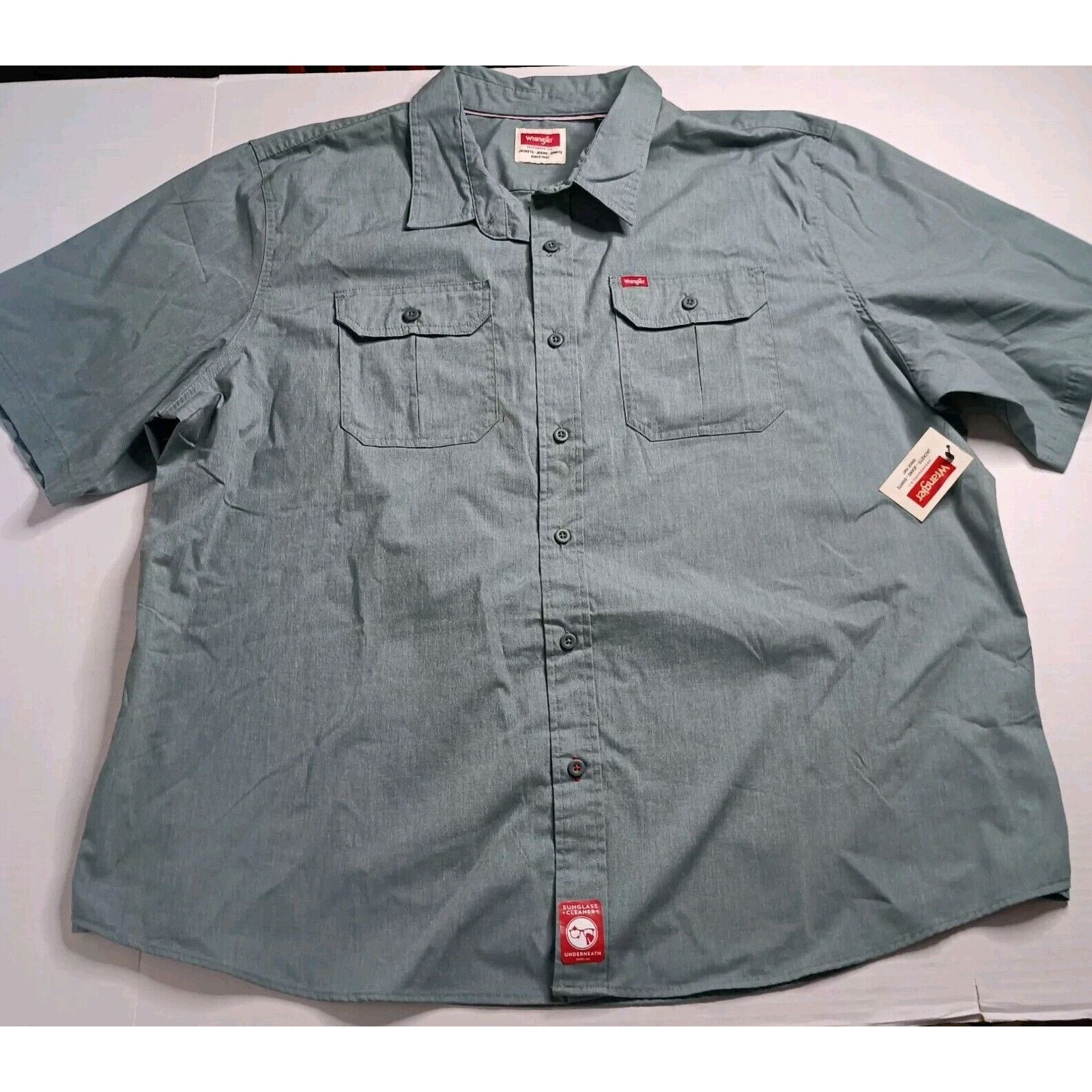 Wrangler Wrangler S/S Twill Button Up Shirt Mint Green Relaxed 3XL Size US XXL / EU 58 / 5 - 1 Thumbnail