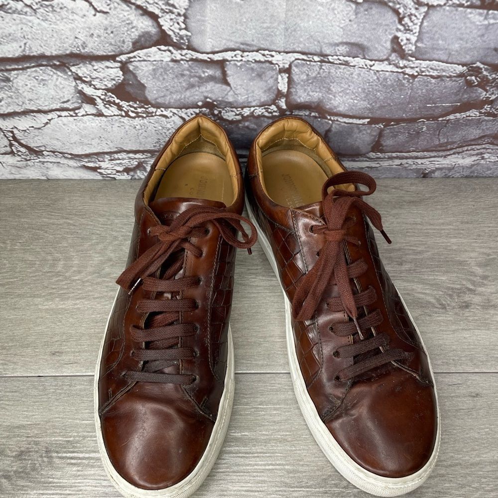 Johnston & Murphy Johnston & Murphy Jake Brown Leather Croc Embossed Lace Up L Size US 9 / EU 42 - 4 Thumbnail