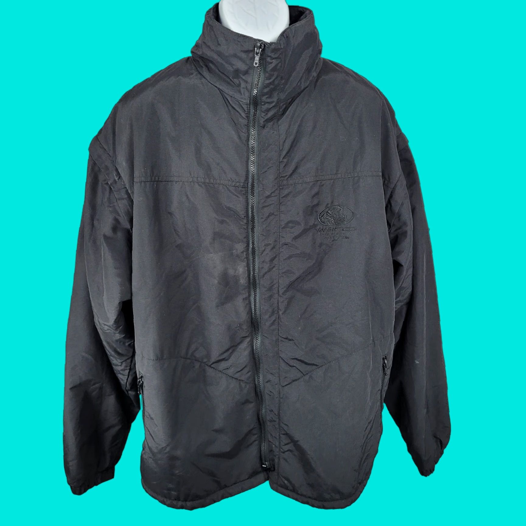Vintage Whites Canada Black Insulated Fleece Lined Removable Sleeves Full Zip Jacket XL Mens Size US XL / EU 56 / 4 - 1 Thumbnail