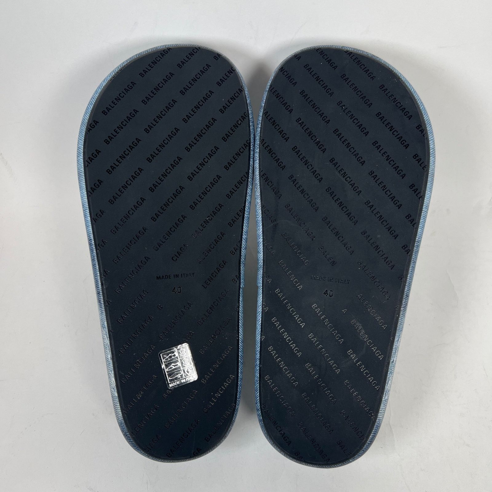 Balenciaga Balenciaga Blue Denim Trompe L'oeil Platform Slide Size 40 Size US 10 / IT 40 - 7 Thumbnail