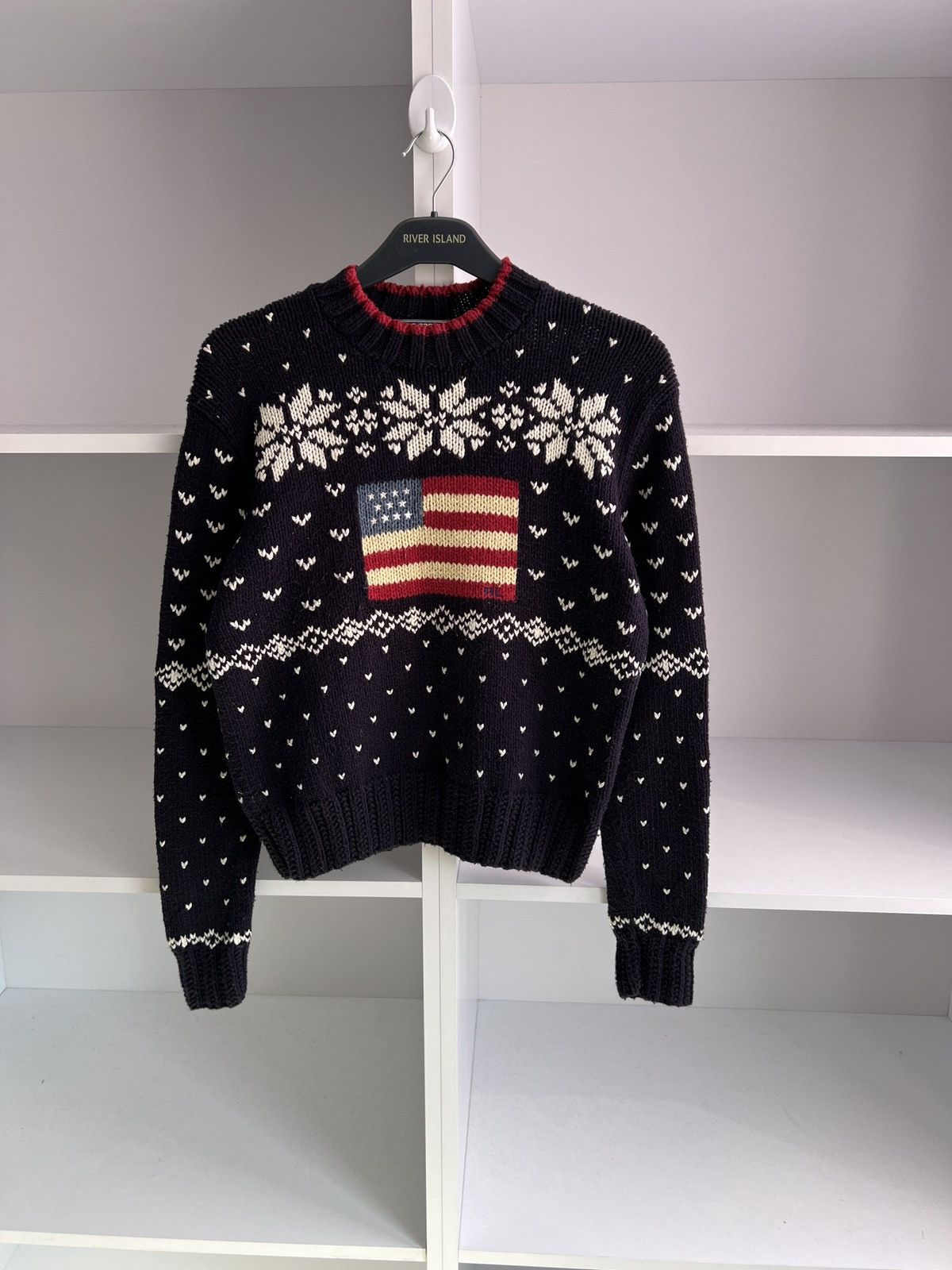 Polo Ralph Lauren × Ralph Lauren Sport × Vintage Vintage Polo Sport Sweater Women’s Navy American Flag Size M / US 6-8 / IT 42-44 - 3 Thumbnail
