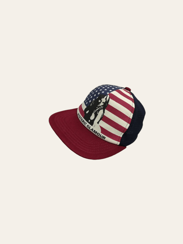 JOEY HYSTERIC GLAMOUR AMERICAN FLAG GIRL TRUCKER CAP