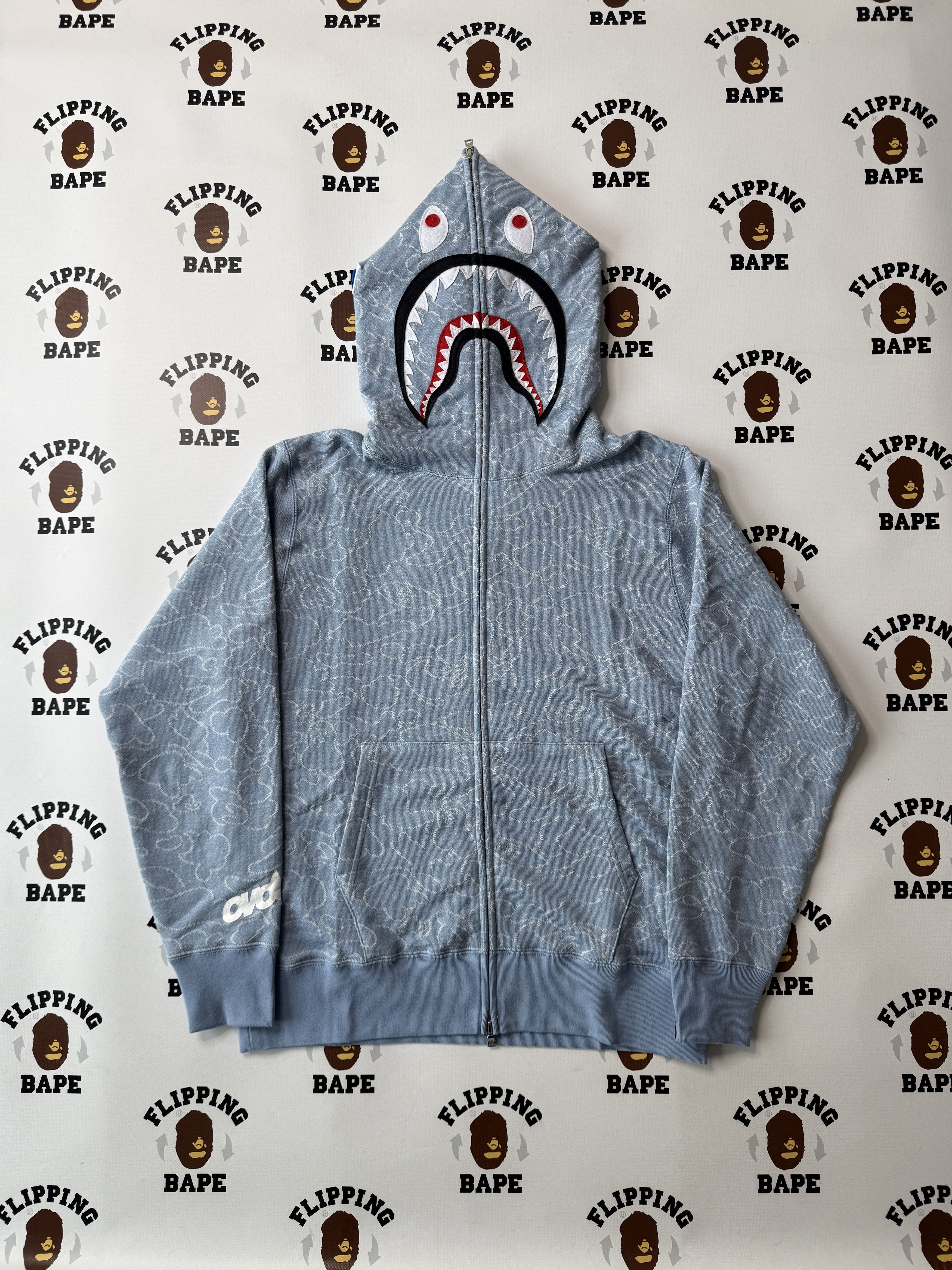BAPE X OVO NEON 1ST CAMO JACQUARD SHARK FULL ZIP HOODIE