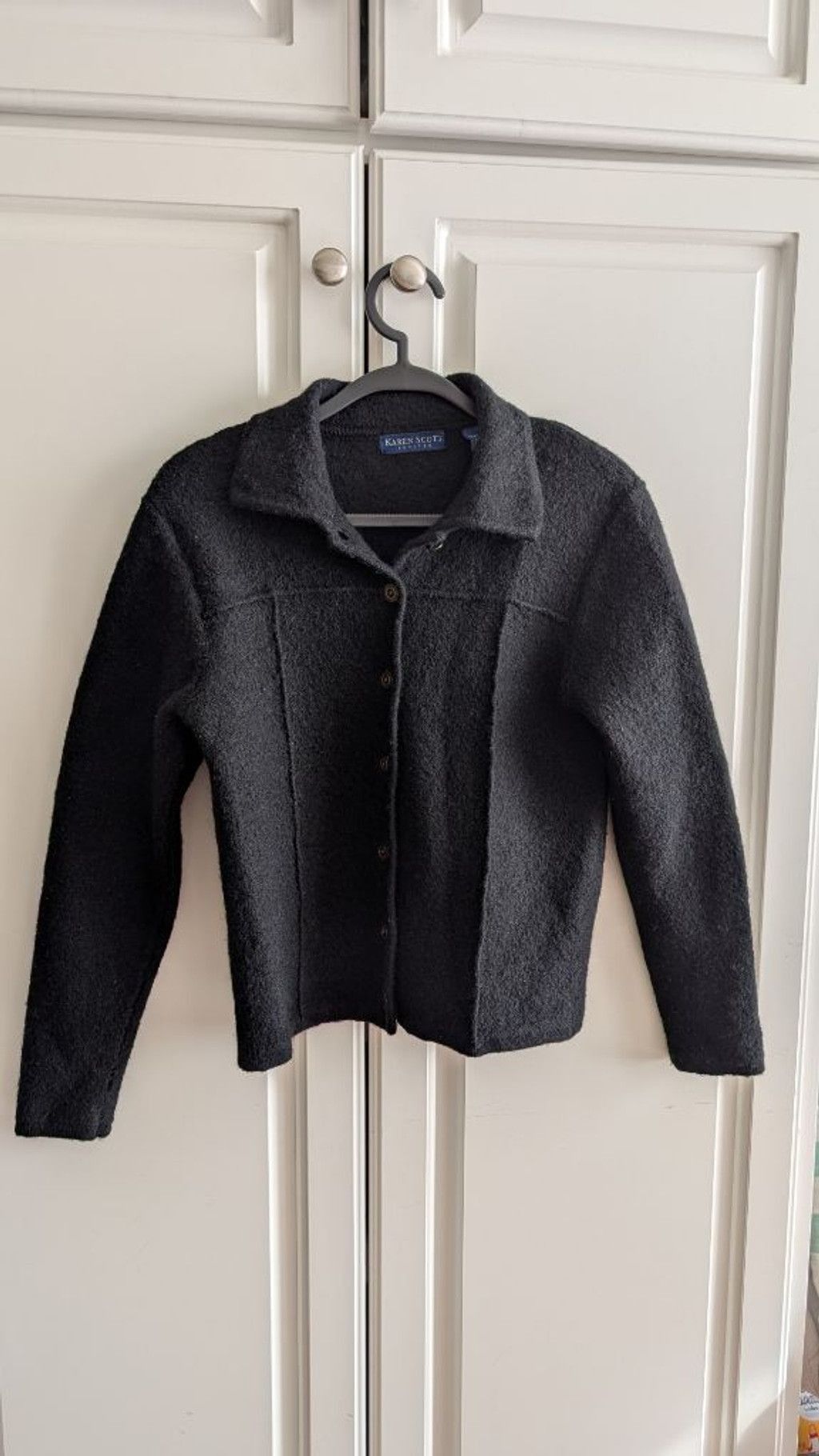 Other Women's KAREN SCOTT Petite Black Wool Cardigan PM Size S / US 4 / IT 40 - 1 Thumbnail