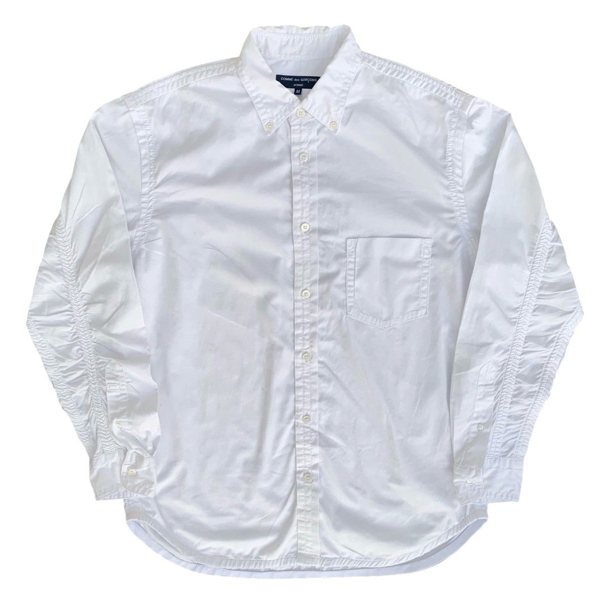 Comme des Garcons Homme Cable Stitch Button Down White Shirt | Grailed