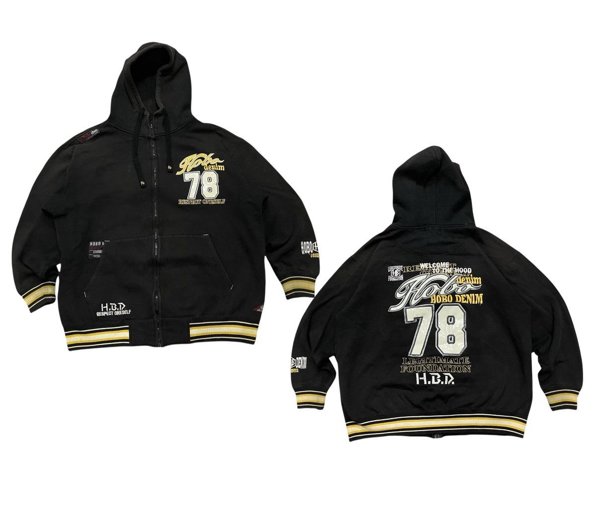Hobo 2000s HOBO EMBROIDERY LOGO BLACK BAGGY ZIPPER HOODIE Size US XL / EU 56 / 4 - 1 Thumbnail