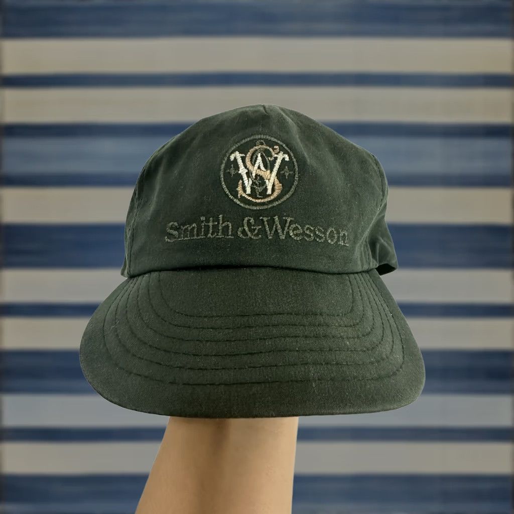 Vintage VINTAGE Smith & Wesson Hat Cap USA Green Snapback Embroidered Waxed Hunter Gun NRA One Size Men Rare Size ONE SIZE - 1 Thumbnail
