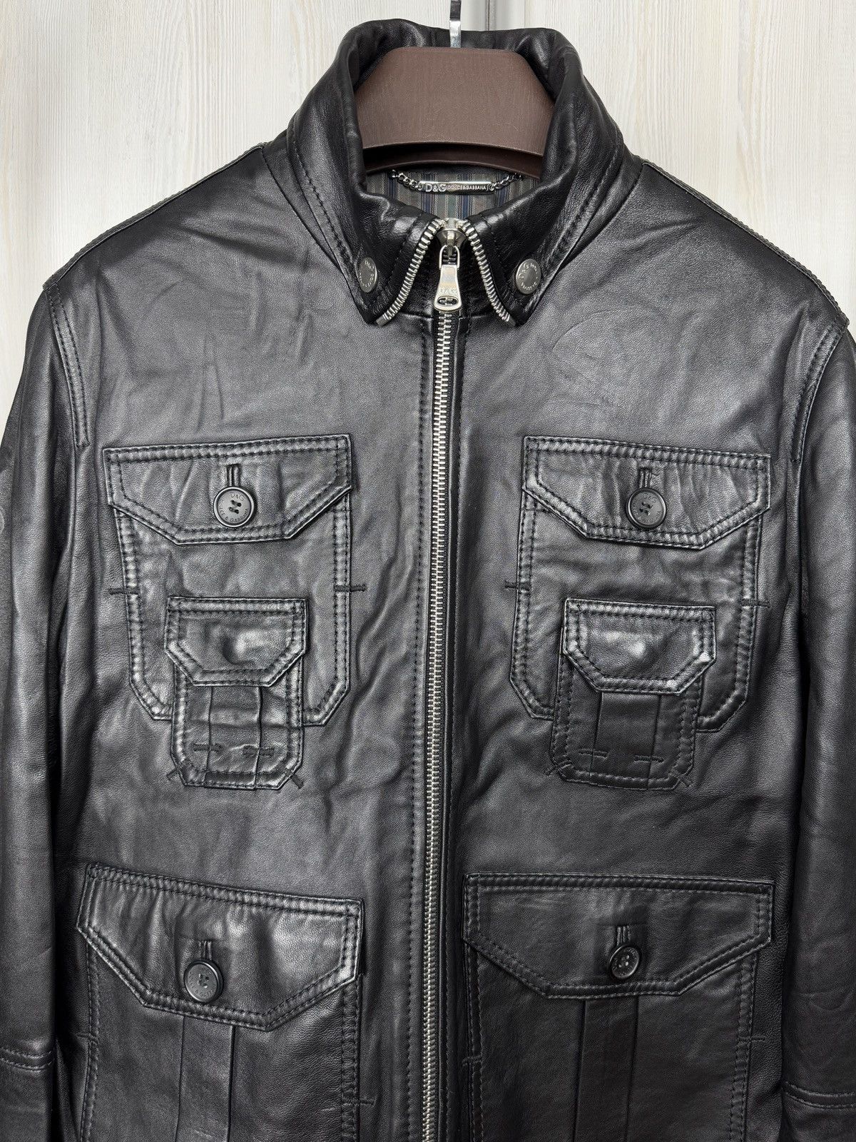 Dolce & Gabbana 2000s Dolce & Gabbana Multipocket Black Leather Jacket Size US L / EU 52-54 / 3 - 3 Thumbnail