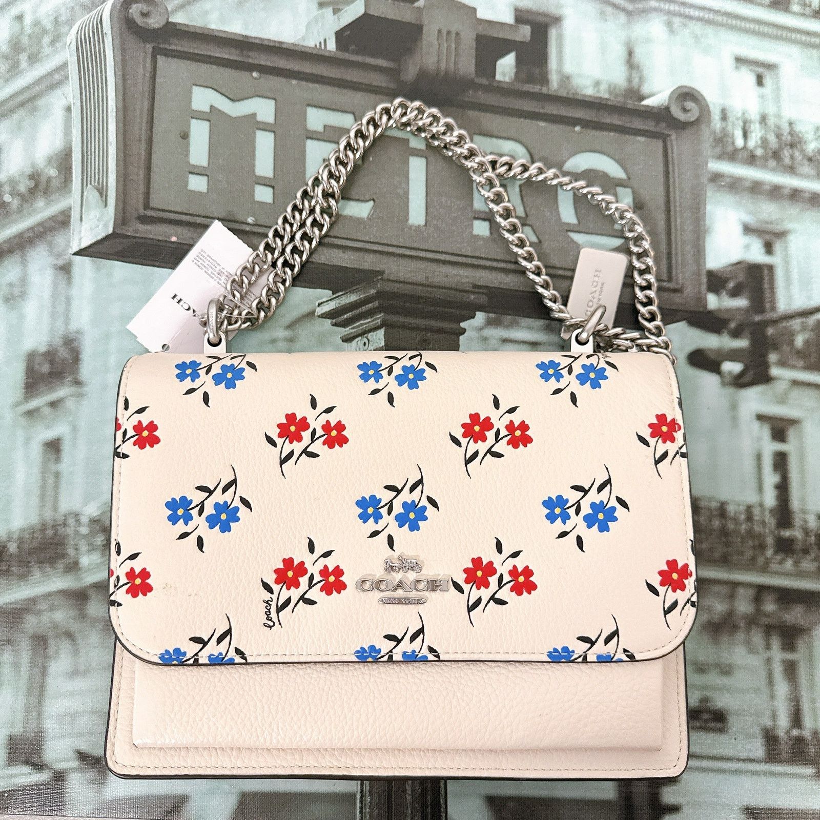 Coach COACH CT831 Mini Klare Crossbody Floral Print Leather Chalk Size ONE SIZE - 5 Thumbnail