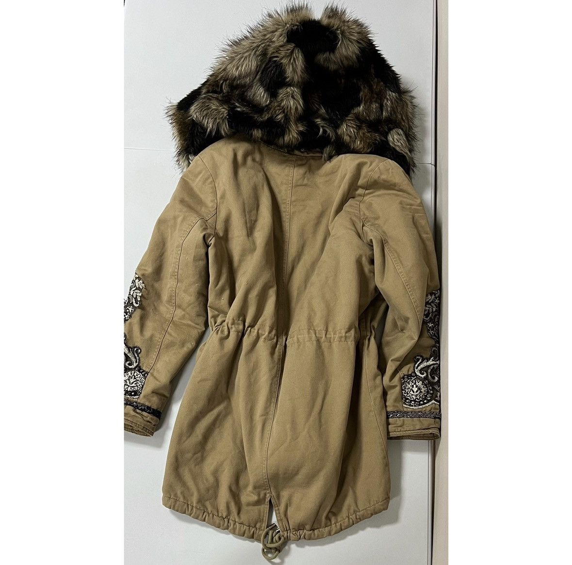 Chicos Chicos Tan Brown Fur Y2K Embroidered Jacket Coat Size 1 🤎✨ Size XS / US 0-2 / IT 36-38 - 6 Thumbnail