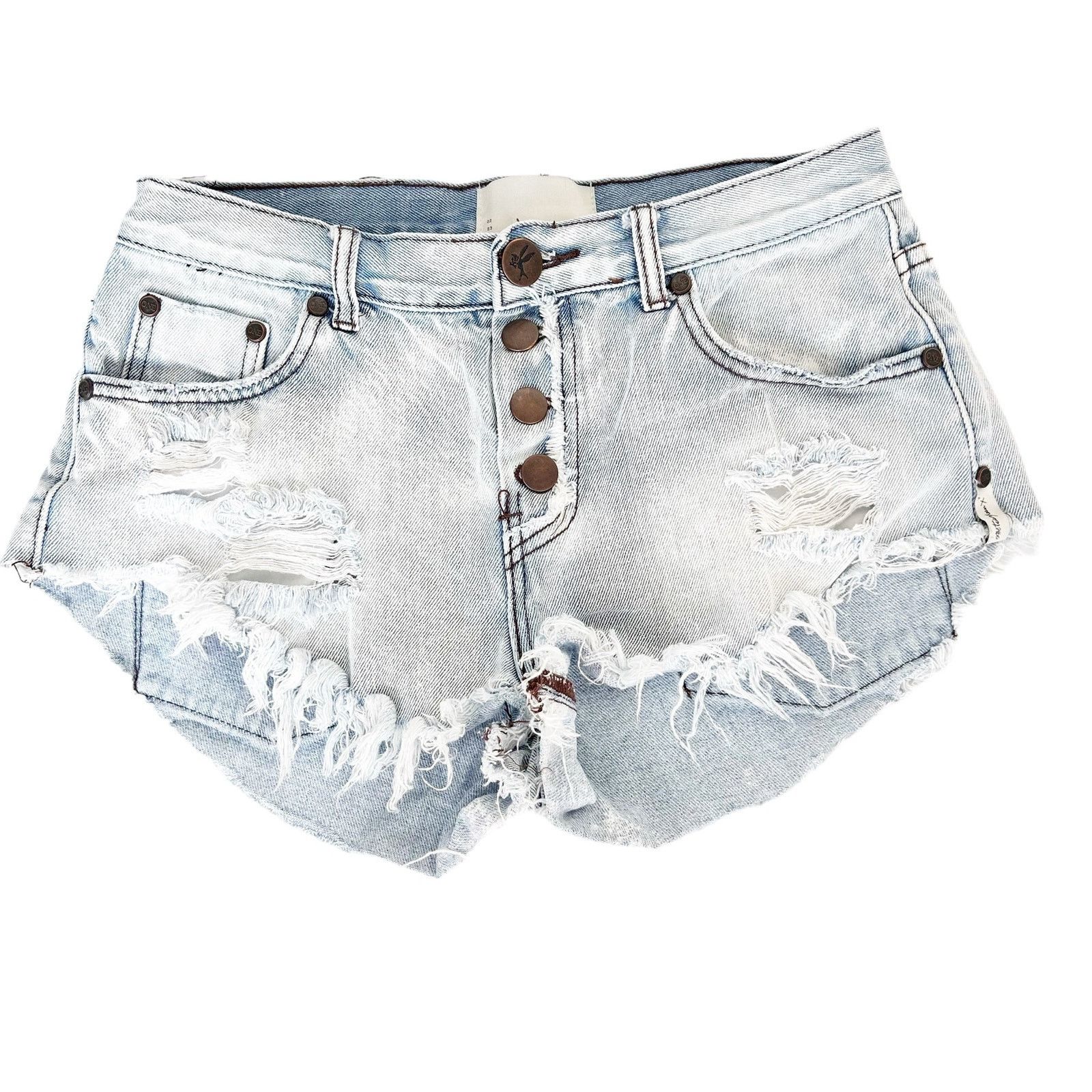 One Teaspoon One Teaspoon Distressed Button Fly Jean Shorts Sz 25 Size 25" / US 0 / IT 36 - 1 Thumbnail