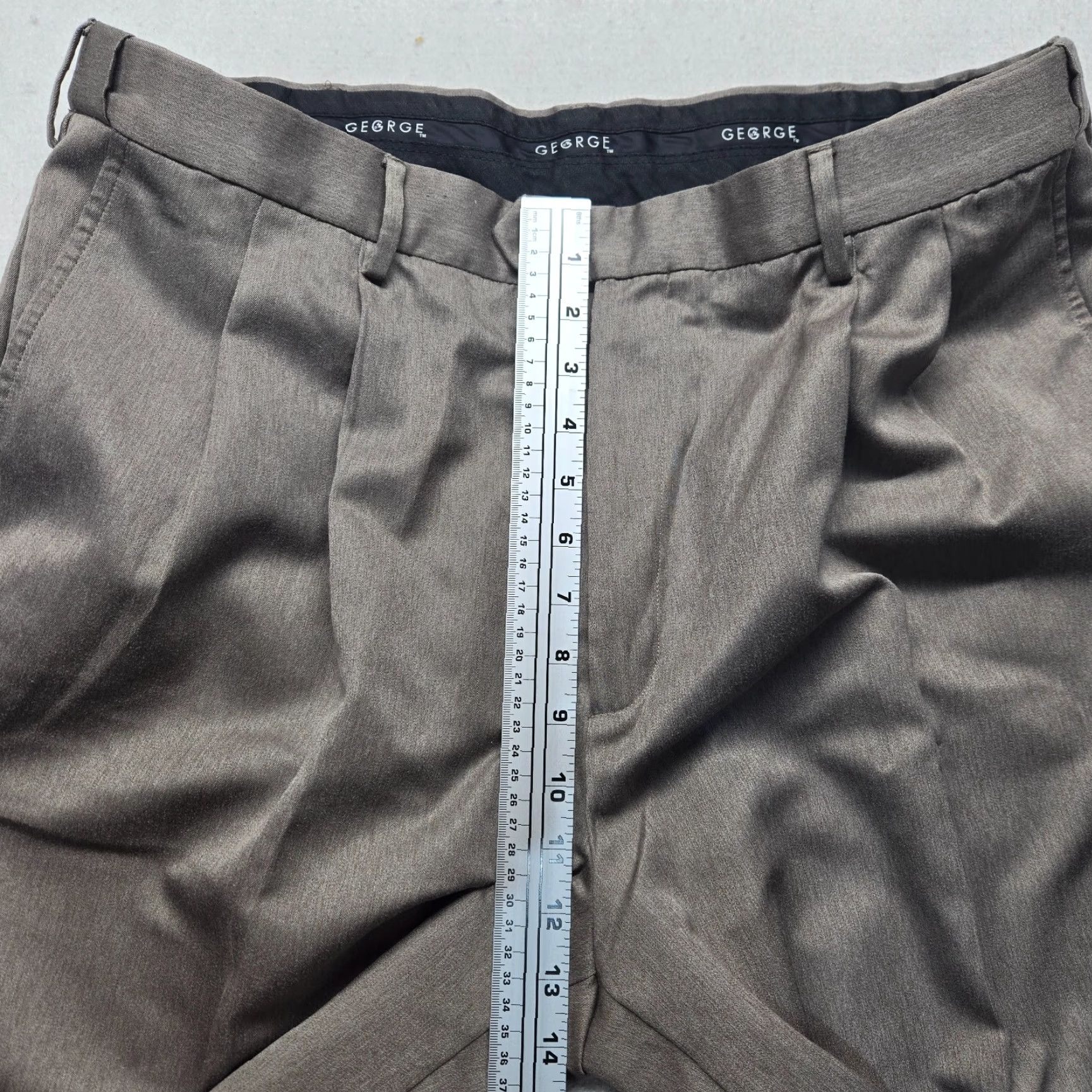 George George Pants Adult Men Solid Gray Chino Dress 38 x 30 Cotton Size US 38 / EU 54 - 5 Thumbnail