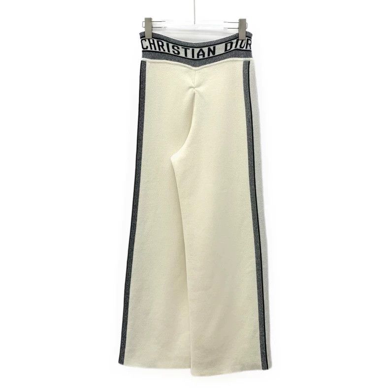 Dior Dior Beige striped letter inlaid cashmere casual wide-leg t Size 24" / US 00 / IT 34 - 2 Thumbnail