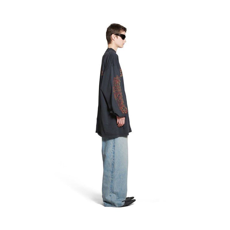 Balenciaga o1tr1nto1025 Offshore Long Sleeve T-Shirt Oversized in Black Size US M / EU 48-50 / 2 - 2 Thumbnail