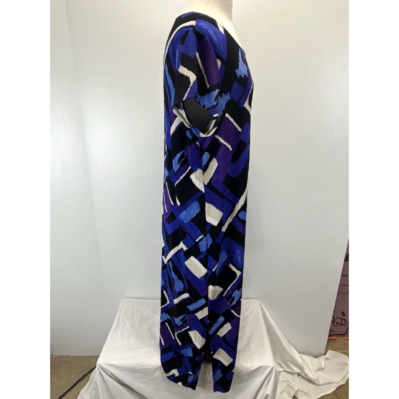 Vintage Chicos Slinky Maxi Dress Sz 3 US X-Large Women’s Purple Abstract Stretch Travel Size XL / US 12-14 / IT 48-50 - 4 Thumbnail