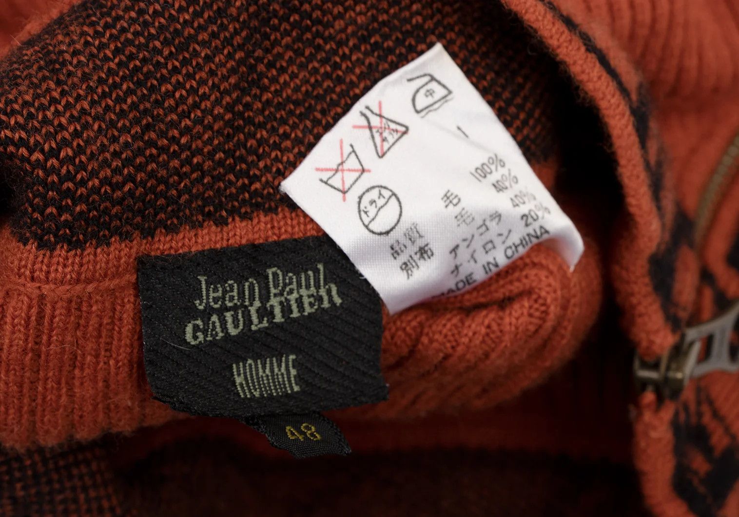 Jean Paul Gaultier Ribbed Knit Sweater with Logo Piping in Orange and Black Size US M / EU 48-50 / 2 - 19 Thumbnail