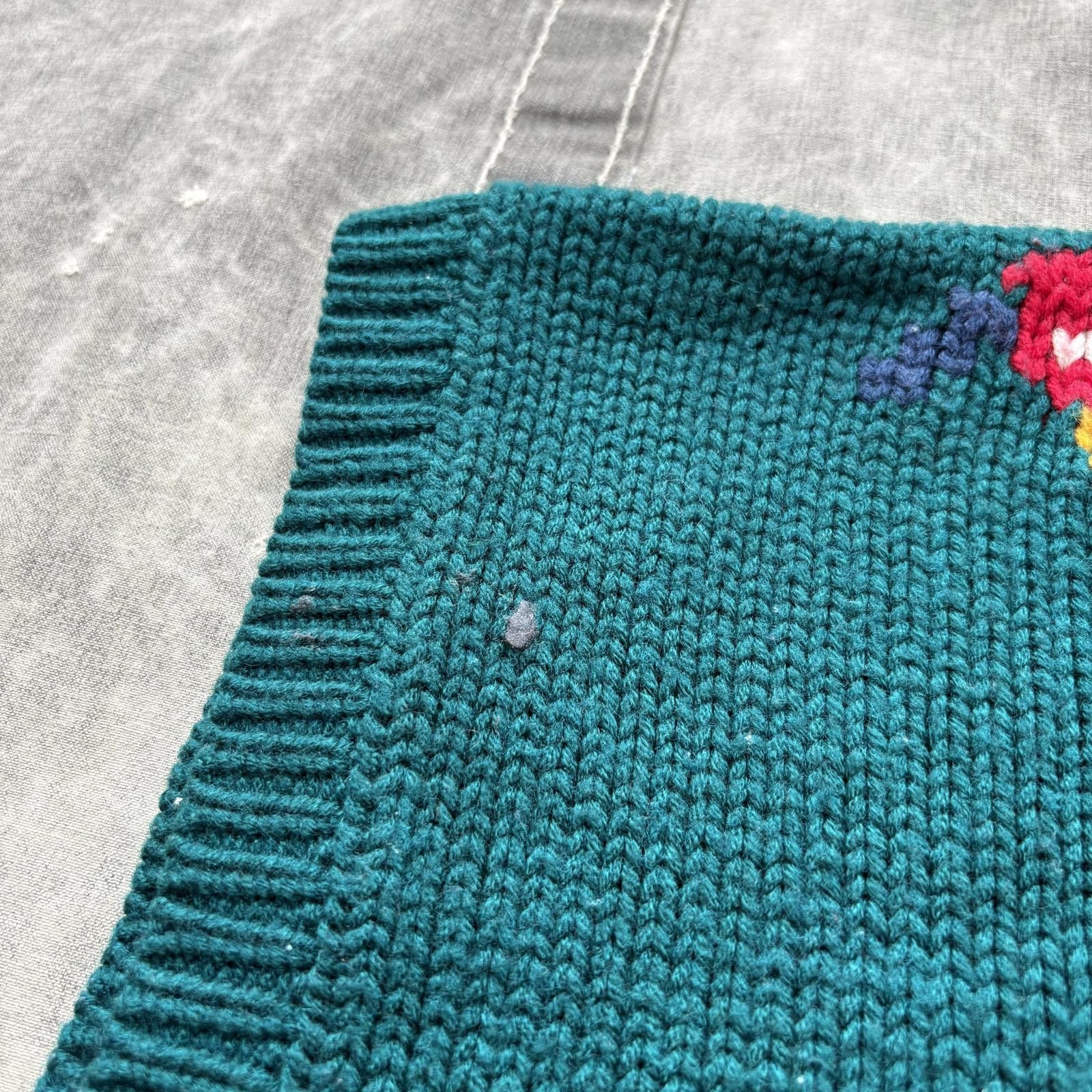 Vintage Vintage 80s Unique Green Instrument Floral Knit Sweater Vest Size L / US 10 / IT 46 - 7 Thumbnail