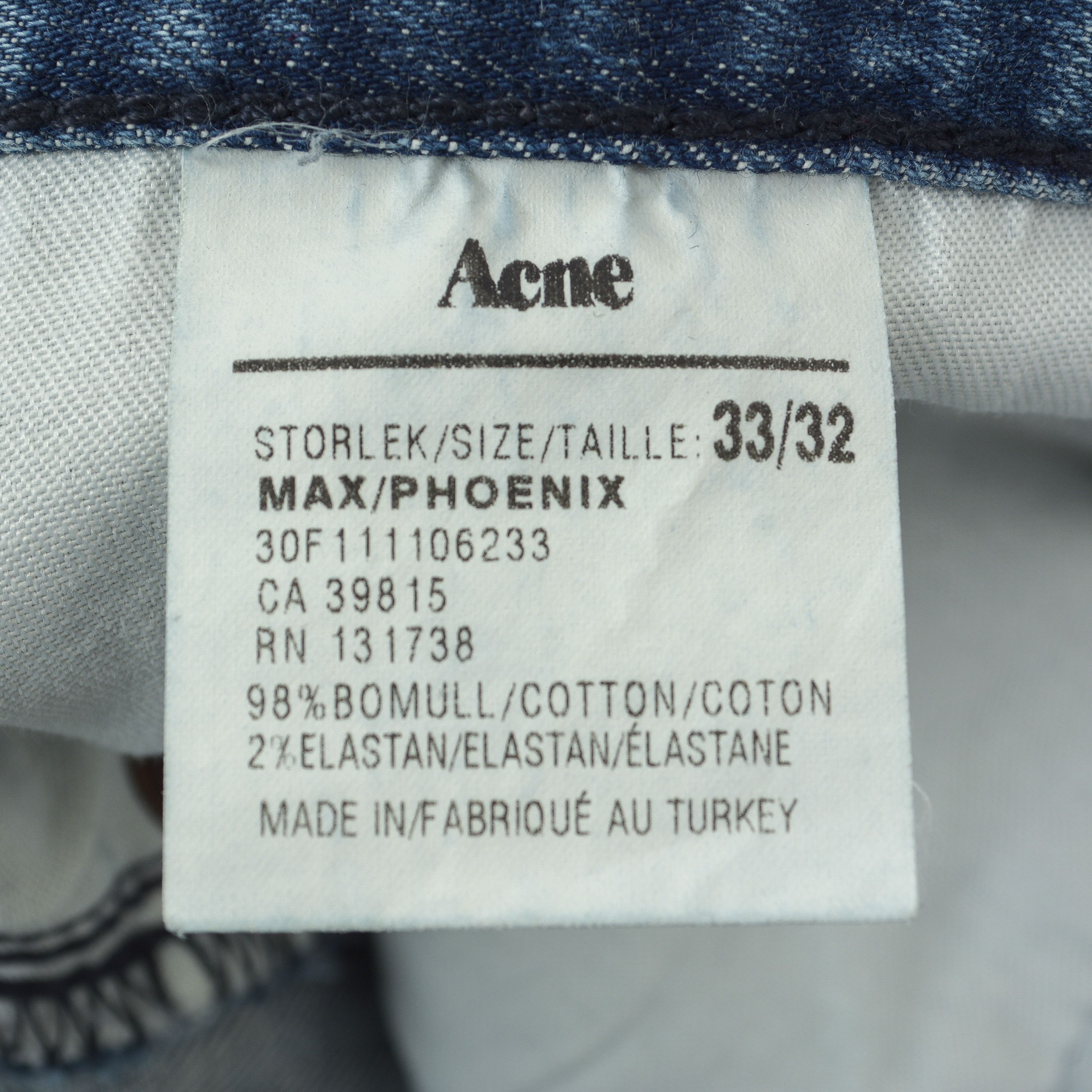 Acne Studios Acne Studios Max Phoenix W33 L30 Jeans Pants Denim Slim Fit Size US 33 - 6 Thumbnail