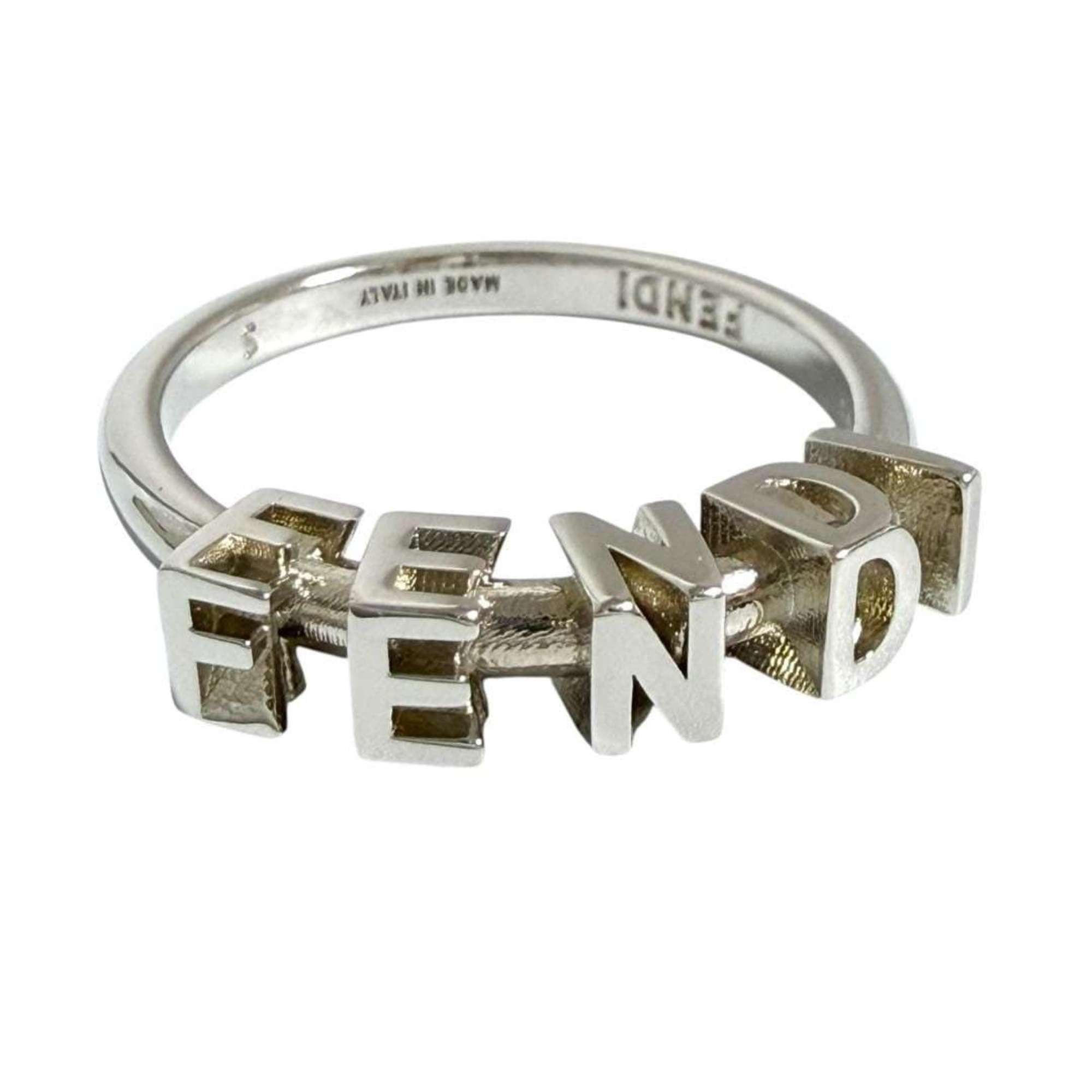 Fendi Fendi Men's Logo Ring, Size 19, Small, Silver Size ONE SIZE - 1 Thumbnail