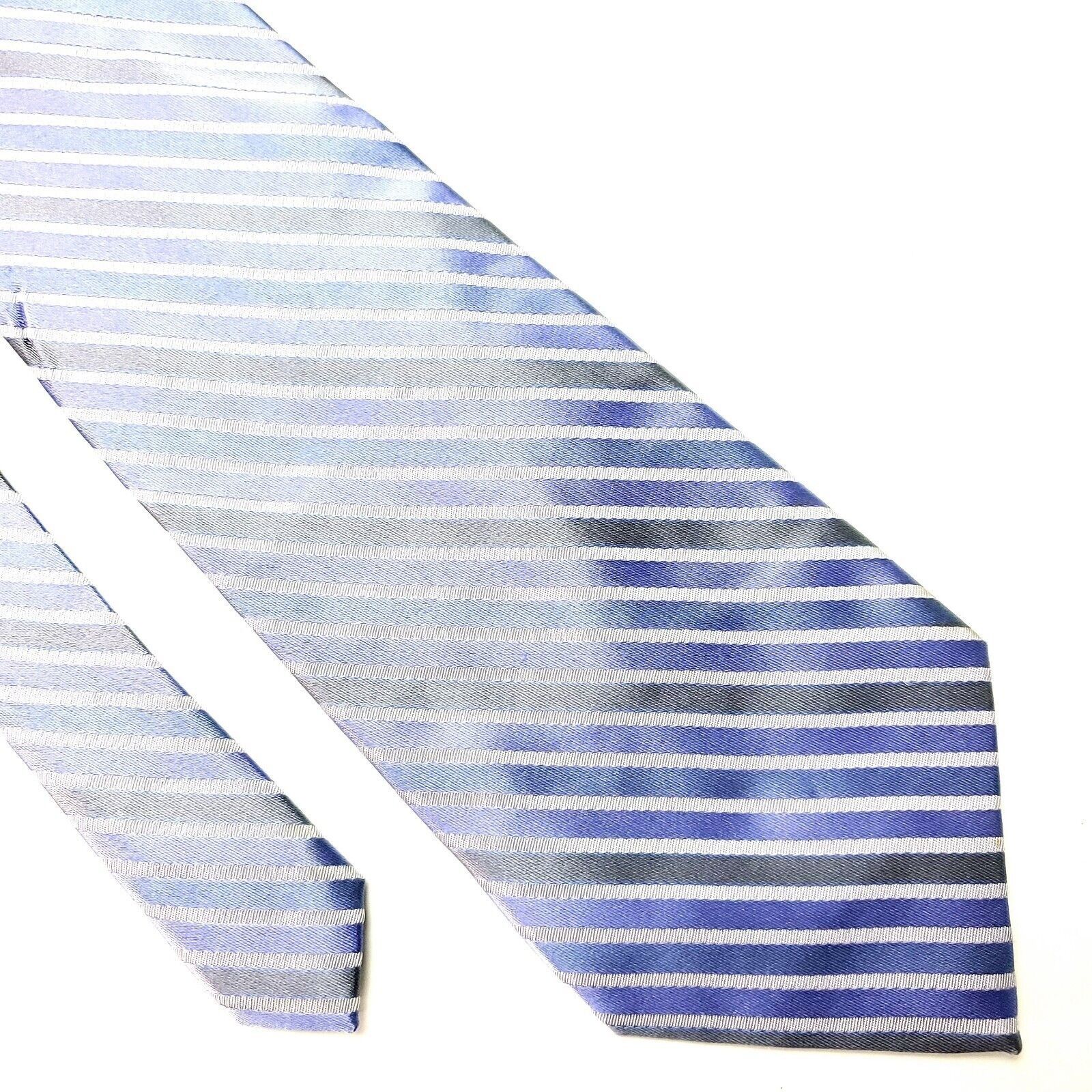 Calvin Klein Calvin Klein Silk Tie Woven Blue Striped Size ONE SIZE - 1 Thumbnail