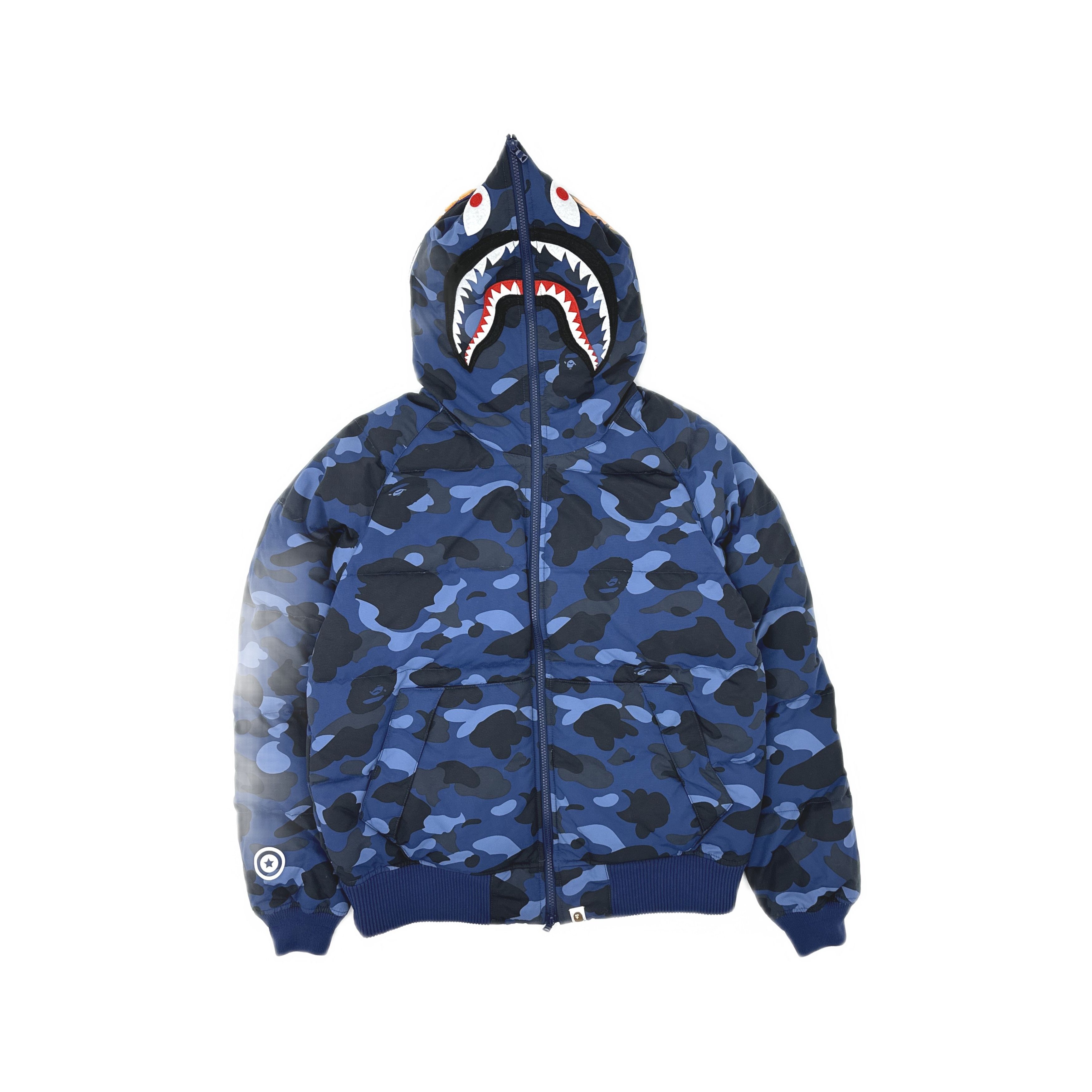 Bape A Bathing Ape Blue Camo Shark Down Jacket Size L Size US L / EU 52-54 / 3 - 1 Thumbnail