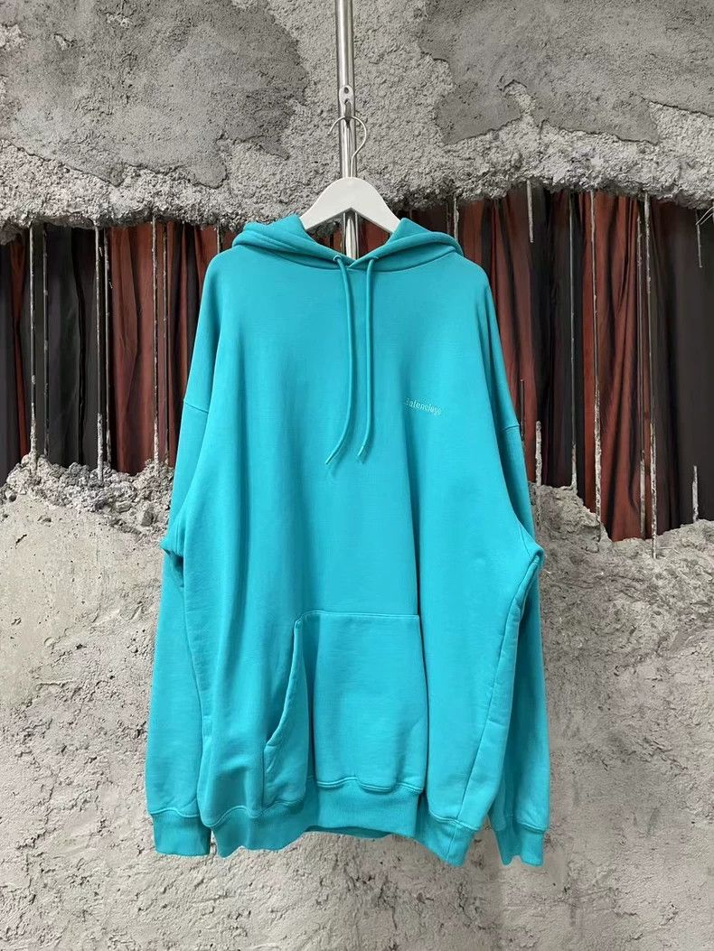 Balenciaga Balenciaga Lake blue embroidered logo hoodie Size US M / EU 48-50 / 2 - 1 Thumbnail