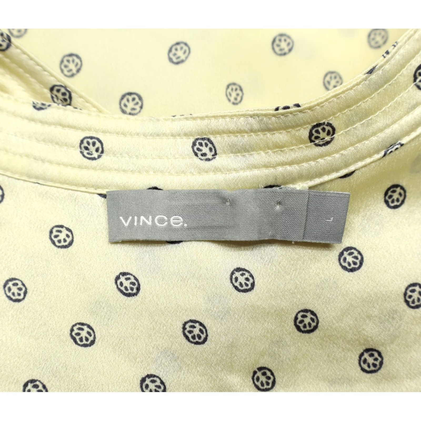 Vince Vince Blouse Shirt Women Silk Cap Sleeve 3 Button Split Neck Yellow L Size L / US 10 / IT 46 - 4 Thumbnail