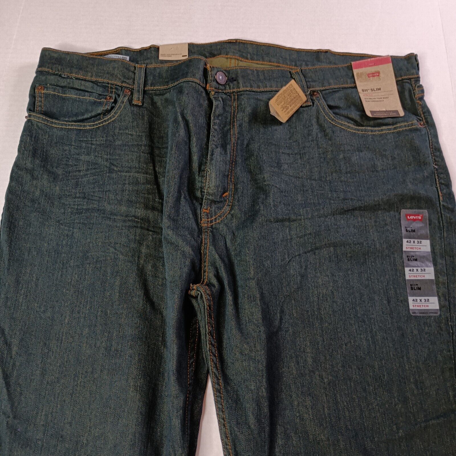 Levi's Levi's 511 Slim Fit Jeans Men's 42x32 Playa Green Stretch Size US 42 / EU 58 - 4 Thumbnail