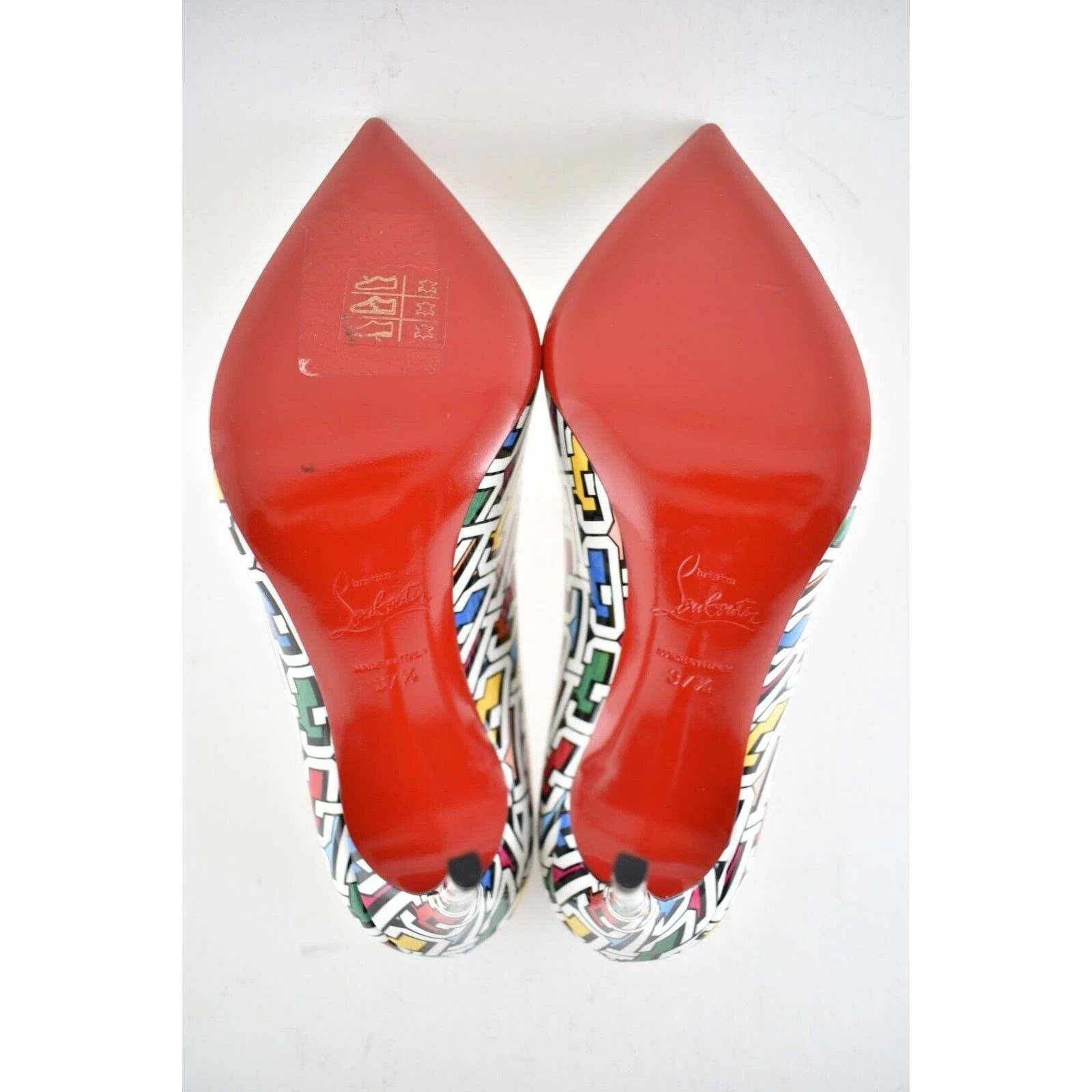 Christian Louboutin Christian Louboutin Hot Chick 100 Patent CL 3D Black White Size US 7.5 / IT 37.5 - 12 Thumbnail