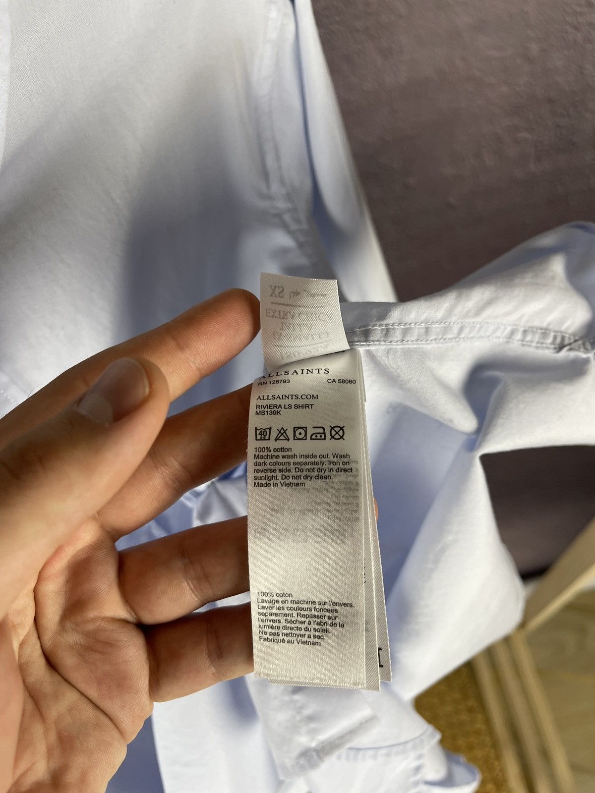 Allsaints Allsaints Riviera long sleeve blue basic classic shirt Size US XS / EU 42 / 0 - 8 Thumbnail