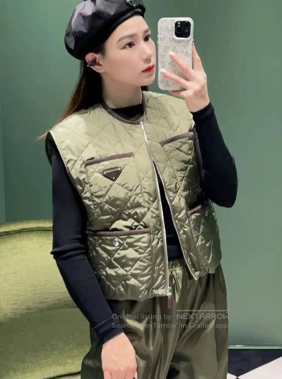Prada Prada Military Green Padded Short Vest. Size S / US 4 / IT 40 - 1 Thumbnail