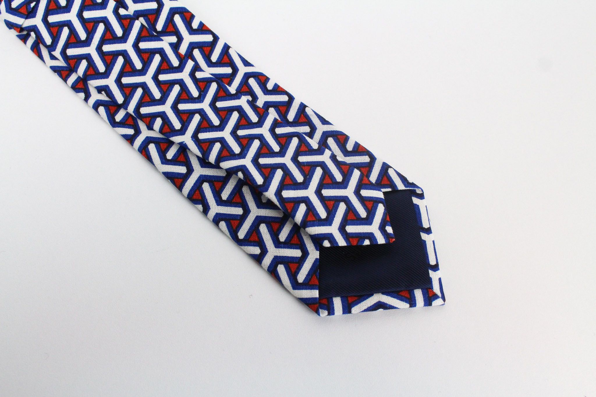Suitsupply 148 x 8 cm Blue White Red Patterned Linen Tie 72096 Size ONE SIZE - 3 Thumbnail