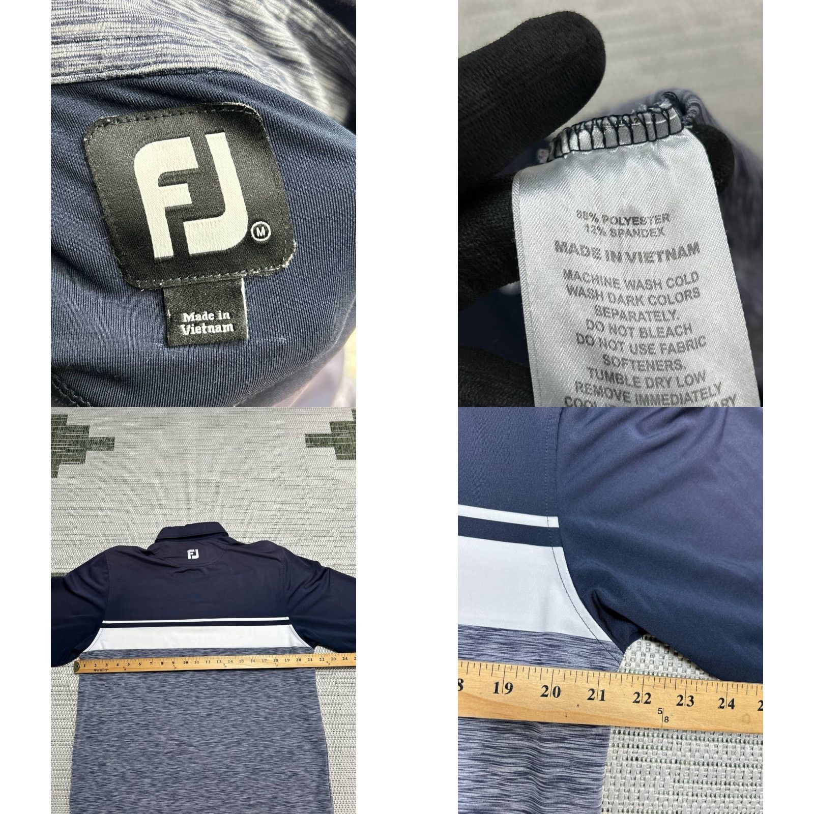 Footjoy FootJoy Polo Shirt Men Medium Multicolor Lisle Colorblock Space Dye Self Collar Size US M / EU 48-50 / 2 - 8 Thumbnail