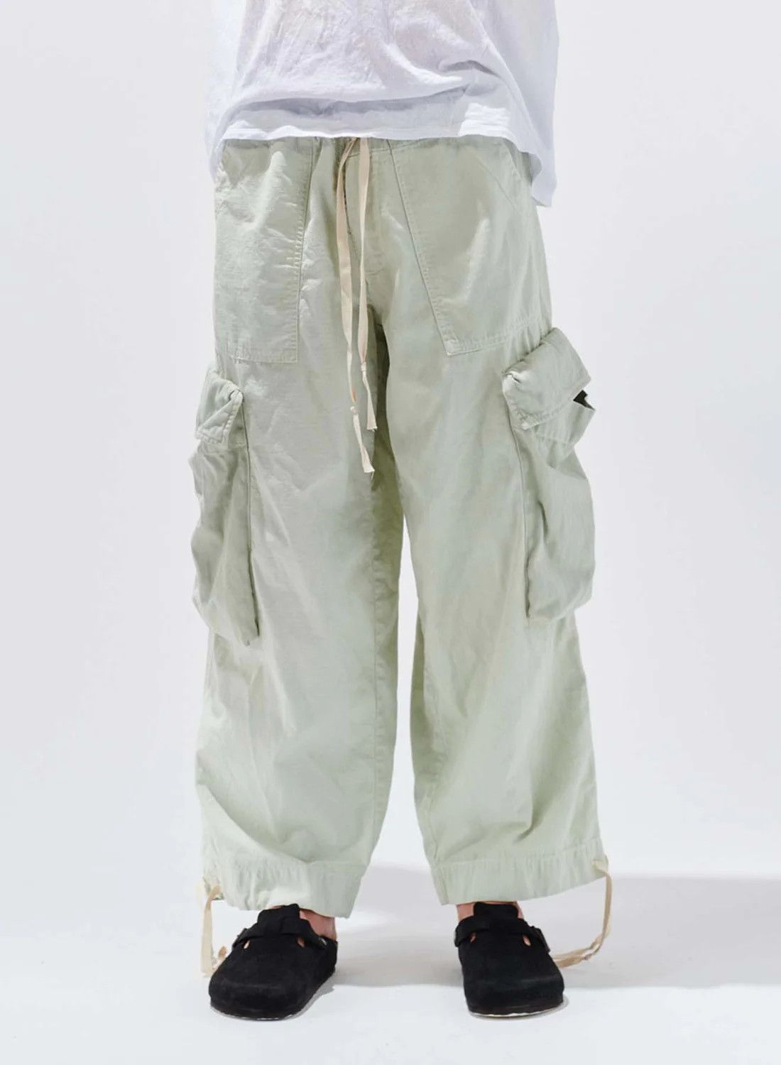 $1110 NWT Greg Lauren MINT Mixed Wide Leg Cargo Pants Size1