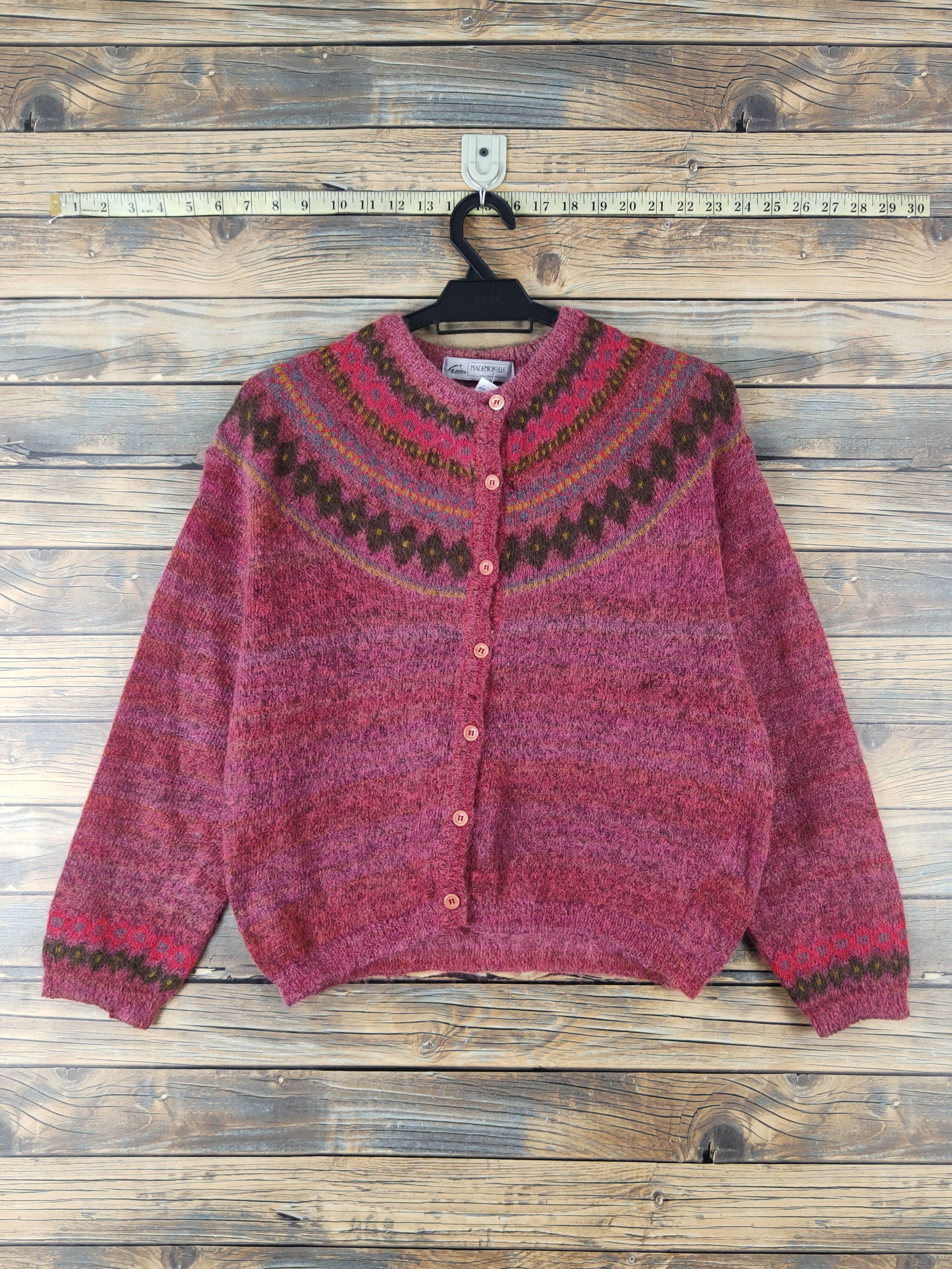 Japanese Brand Mademoiselle Red mohair vintage Knitwear Cardigan #W1548 Size S / US 4 / IT 40 - 1 Thumbnail