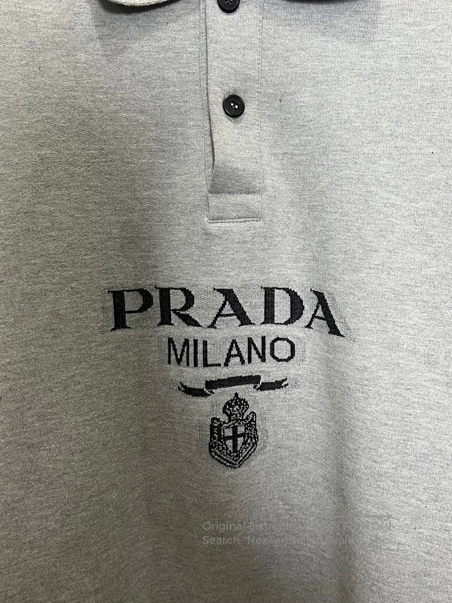 Prada Prada Grey Chest Slogan Polo Sweatshirt| Size US S / EU 44-46 / 1 - 3 Thumbnail