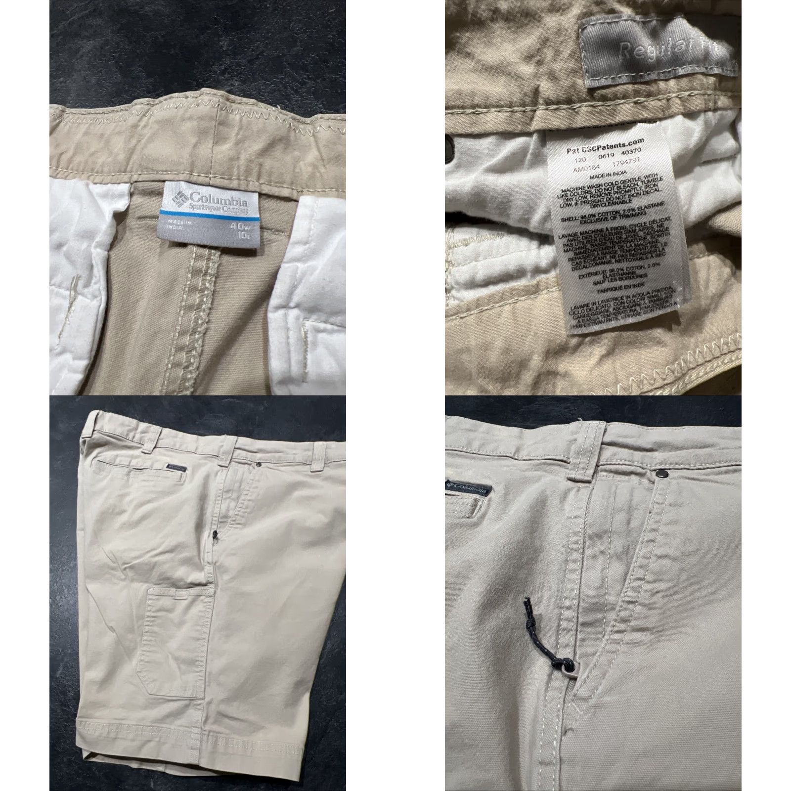 Vintage Columbia Shorts Mens 40W Khaki 10" Inseam Elastic Waist Pockets Casual Outdoor Chino Cotton Beige Mens Size US 40 / EU 56 - 8 Thumbnail