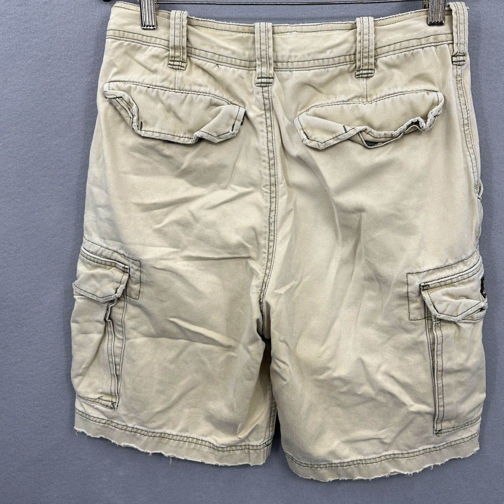 Abercrombie & Fitch VINTAGE Abercrombie & Fitch Cargo Shorts – Men’s 32 Tan Beige Canvas Mid Rise Button Zipper Pockets 90s Y2K Outdoor Casual Denim-like Baggy Style Mens Size US 32 / EU 48 - 3 Thumbnail