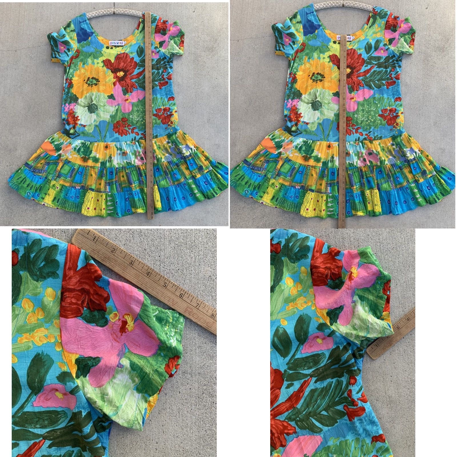 Jams World Jams World Hattie Dress Floral Hawaiian Mini Sundress Blue Garden Made in Hawaii L Multicolor Summer Beach Womens Size L / US 10 / IT 46 - 10 Thumbnail