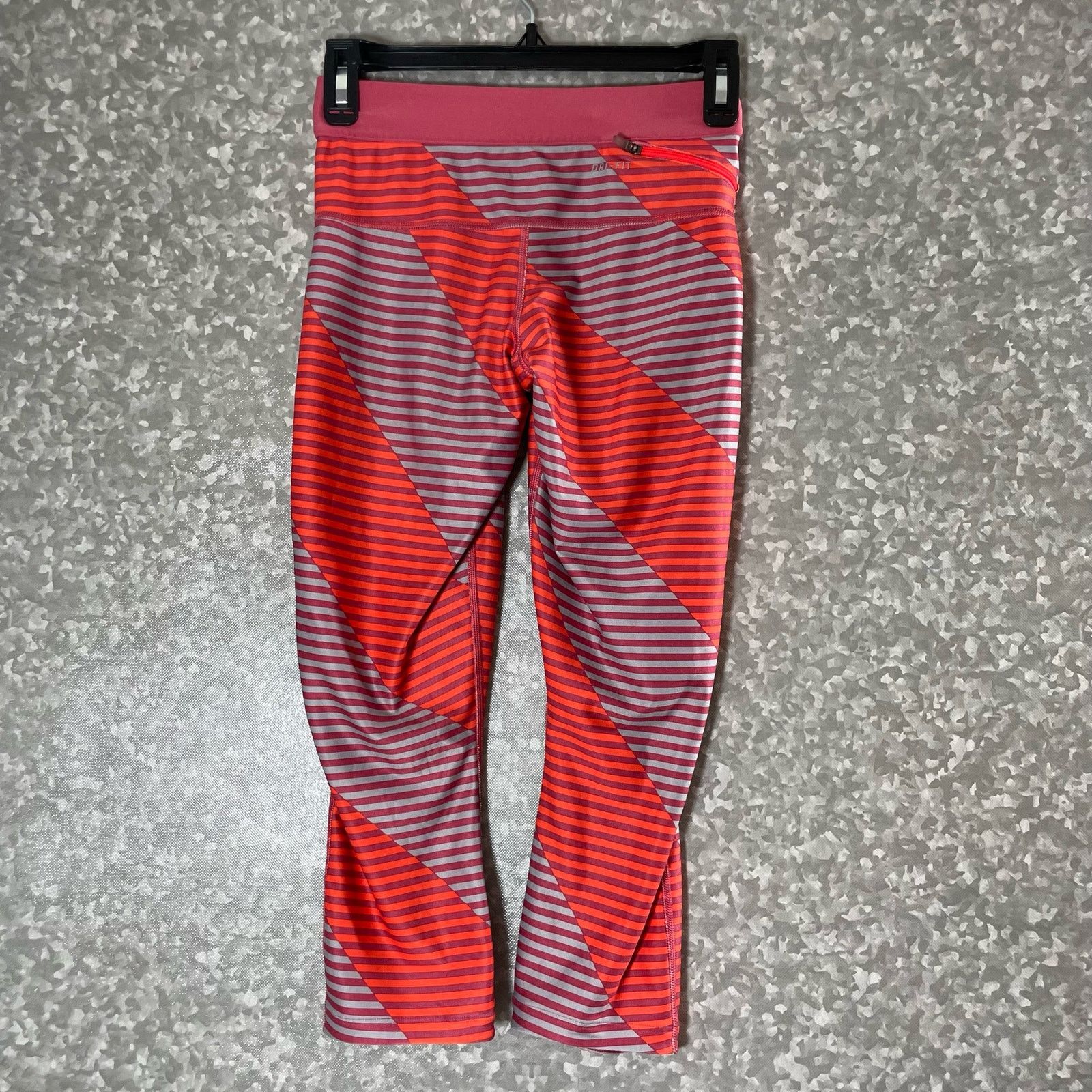 Nike Nike Dri Fit Pink Striped Capri Activewear Leggings - XS Size 23" - 7 Thumbnail