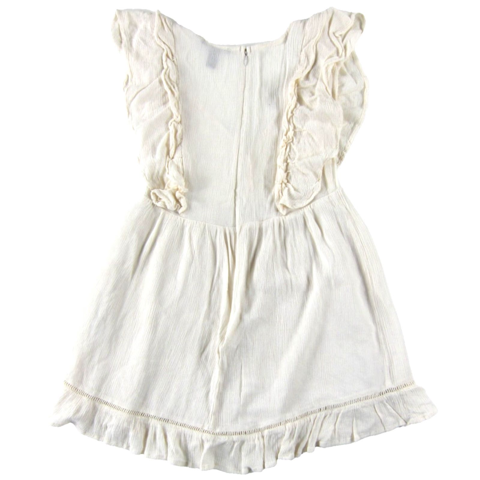 Forever 21 FOREVER 21 Dress Ivory Cream 100% Rayon V-Neck Short Sleeves Cap Sleeve Ruffle Short Dress Medium Women Clothing Size 32" / US 10 / IT 46 - 2 Thumbnail