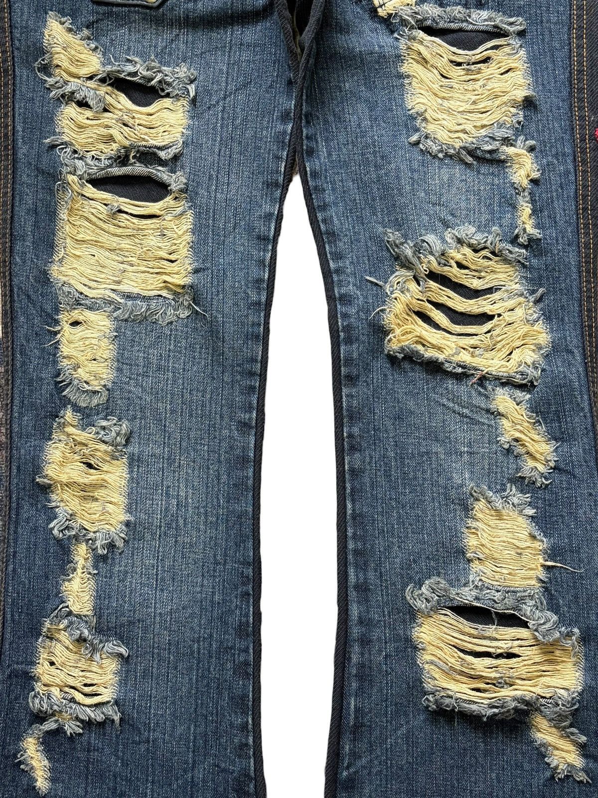If Six Was Nine Vintage Japanese Brand Rusty Wash Hybrid Distress Flare Jean Size 30" / US 8 / IT 44 - 3 Thumbnail