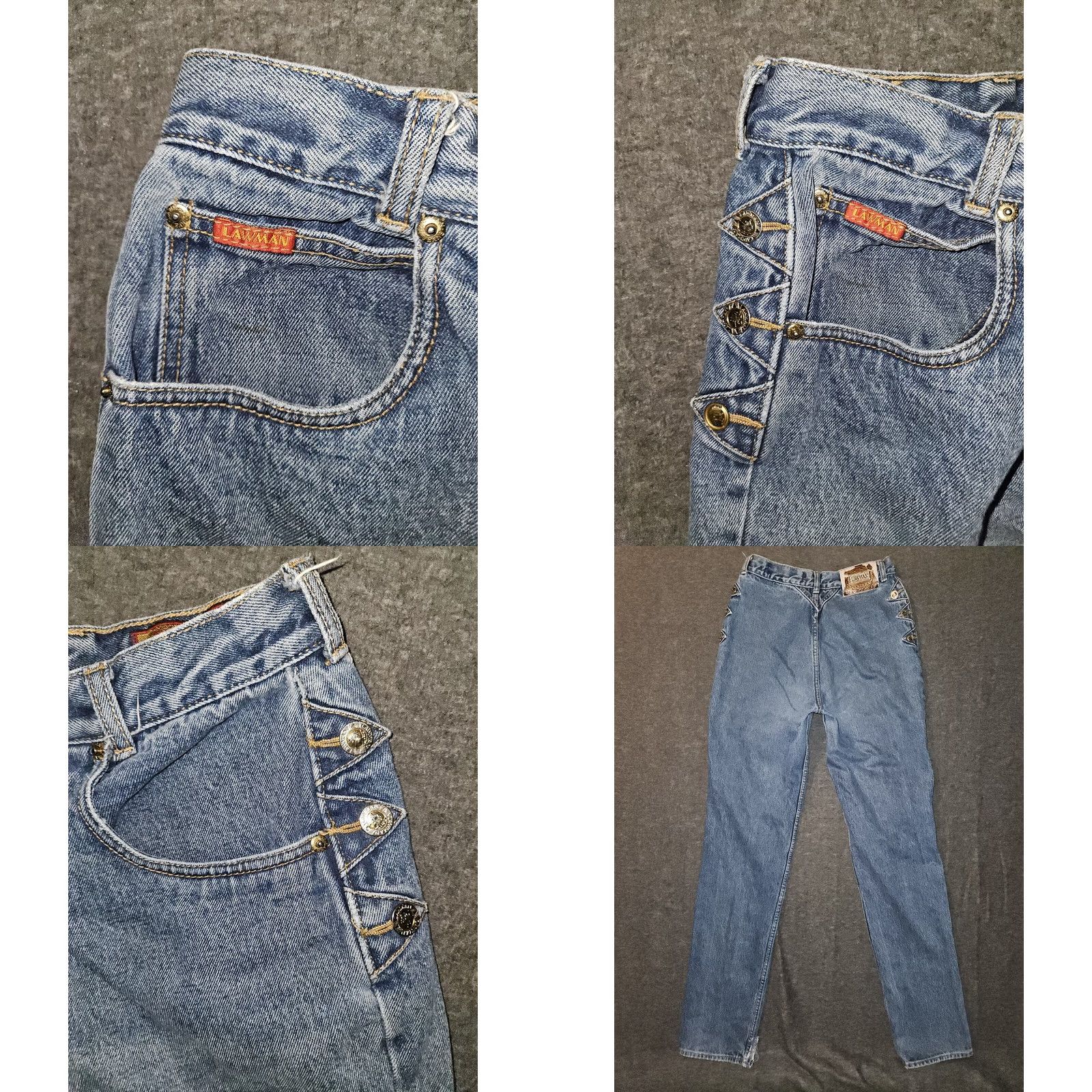 Vintage VINTAGE Lawman Jeans Women's 11 High Rise Blue Distressed Straight 80s 90s Cowboy Boys? Size 32" / US 10 / IT 46 - 8 Thumbnail