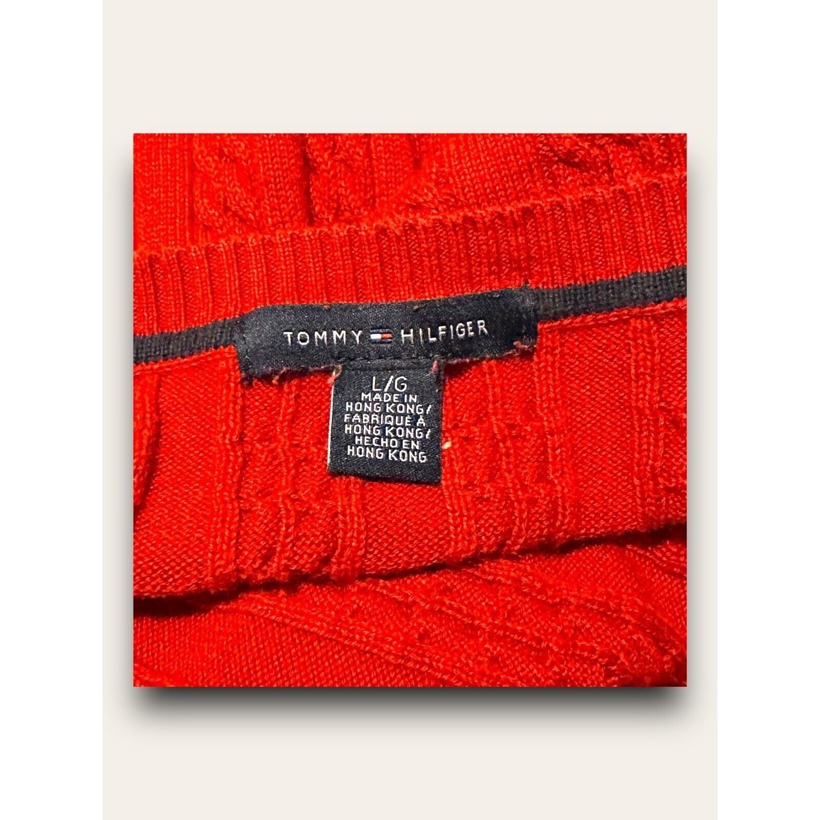 Tommy Hilfiger Vintage Tommy Hilfiger Sweater Womens Large Cable Knit V Nec Size L / US 10 / IT 46 - 4 Thumbnail