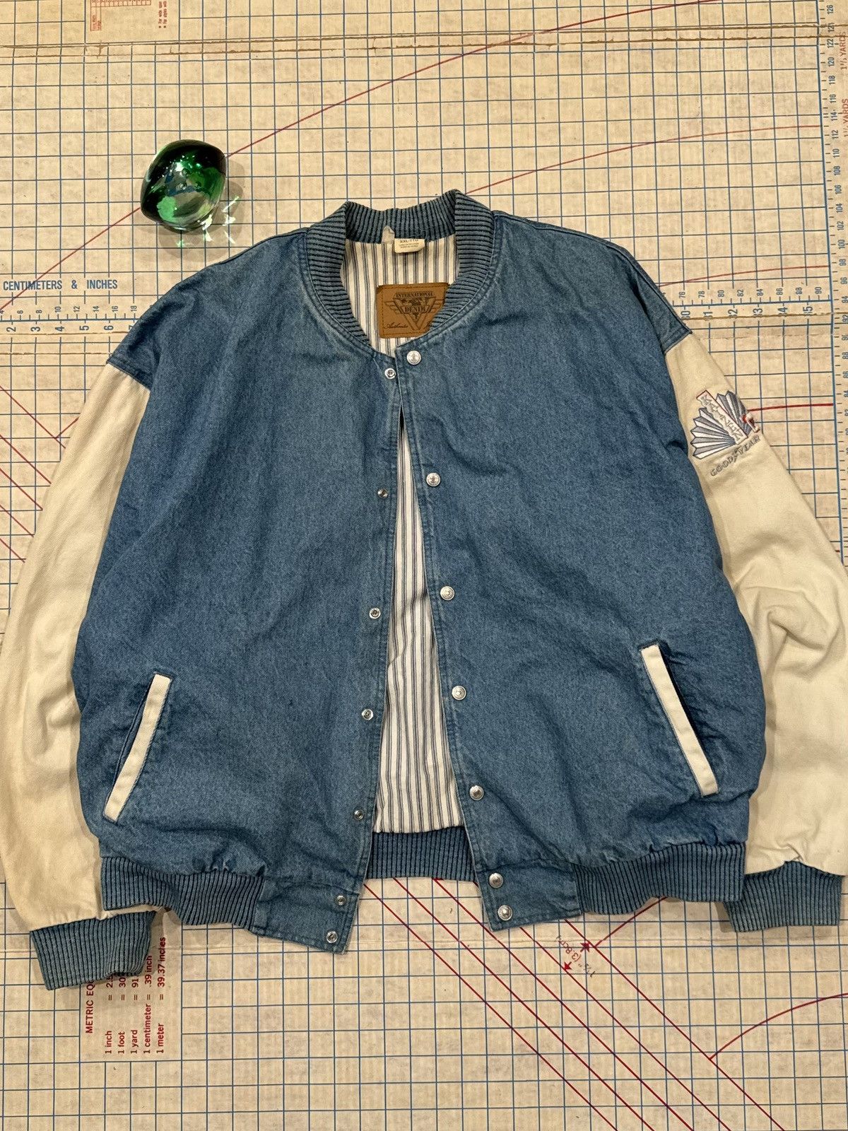 Vintage Vintage Two Tone Denim Bomber Jacket Good Year Branding XXL Size US XXL / EU 58 / 5 - 1 Thumbnail