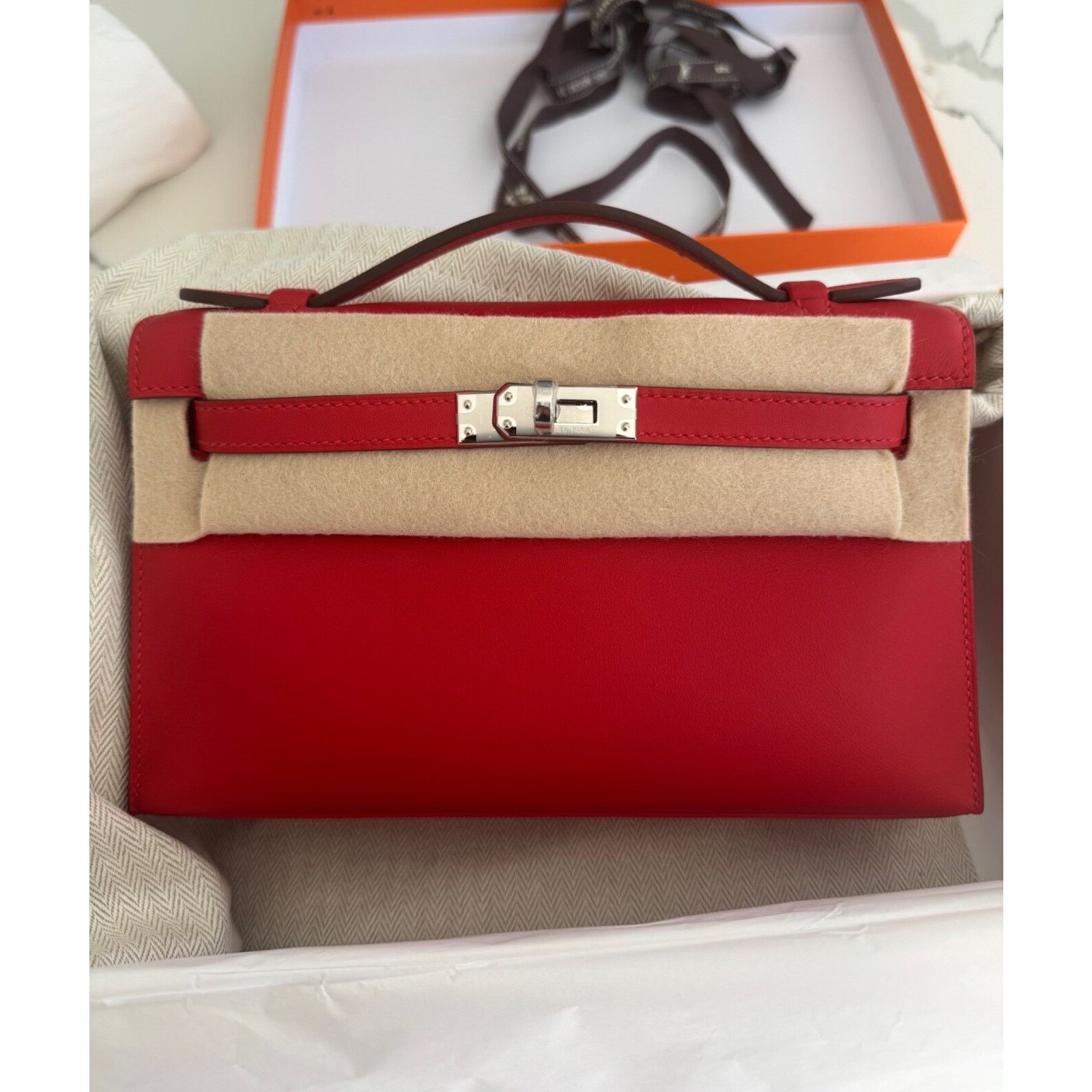 Hermes Hermes Mini Kelly Rouge Red Palladium Hardware Clutch Bag Size ONE SIZE - 3 Thumbnail