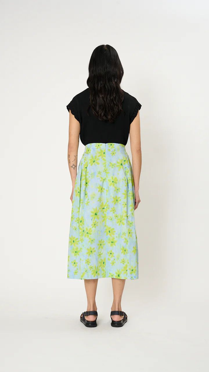Marni oc11z0525 Poplin High Waist Skirt in Blue Size 27" / US 4 / IT 40 - 4 Thumbnail